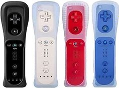 Resim Tevodo Wii Remote Controller, 4 Packs Upgrade Wii Wireless Controller Compatible with Wii Wii U(Black, White,Deep Blue Red) 