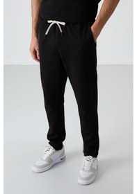 Resim Tommy Life Siyah Pamuklu Kalın Yumuşak Dokulu Oversize Fit Basic Erkek Eşofman Takım - 85251 Siyah 