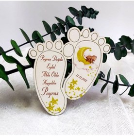 Resim Ayak Büyük Boy Ahşap Bebek Mevlüt Hediyelik Magnet Ayda 30 Adet 