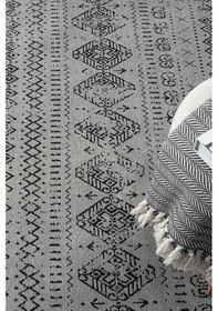 Resim Gaia Gri Halı Yıkanabilir Kaymaz Taban Şönil Kilim Dokuma Pamuk Taban Kilim 10338 Gri 