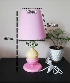 Resim TEKAY AYDINLATMA PEMBE AHŞAP ABAJUR KIZ ÇOCUK ODASU ABAJURU PEMBE BAŞLIK 
