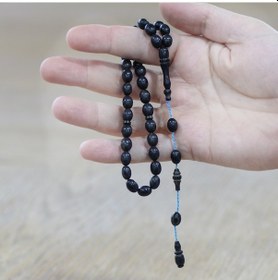 Resim Tesbihname Kafur Ağacı Tesbih - Arpa Kesim - Usta İşi Sistemli - Siyah Renk 