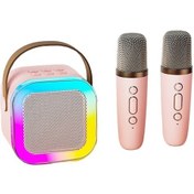 Resim Çocuklar İçin Taşınabilir Kablosuz K12 Mikrofonlu Bluetooth Hoparlör - Parti, Dış Mekan Ve Ev Kullanımı İçin Renkli Led Işıklı Şarkı Makinesi 
