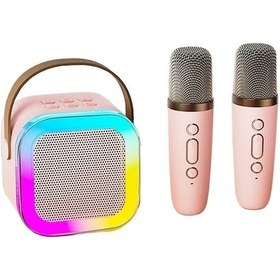 Resim Çocuklar İçin Taşınabilir Kablosuz K12 Mikrofonlu Bluetooth Hoparlör - Parti, Dış Mekan Ve Ev Kullanımı İçin Renkli Led Işıklı Şarkı Makinesi 