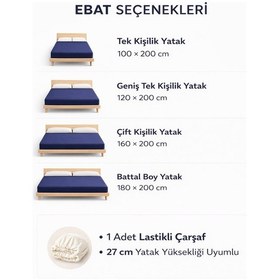 Resim Bessy Penye Fitted Lastikli Çarşaf %100 Pamuk Kumaş Tek Çift Kişilik Battal King Size Lacivert 