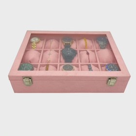 Resim Lüks Kadife Kaplı 15'li Saat Kutusu - Stok olma durumunda ilk kargoda çıkar / intl 