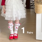 Resim 1 Çift Sanrio My Melody Kız Çocukları İlkbahar Yaz Diz Üstü Çoraplar - Yumuşak Nefes Alabilen Polyester-Spandex Karışımı, Kırmızı Kalpli Sevimli Karakter Tasarımı, Okul ve Dış Mekan Oyunları İçin Rahat, Makinede Yıkanabilir Prenses Hediyesi Doğum Günleri & Tatiller için 