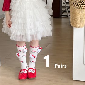 Resim 1 Çift Sanrio My Melody Kız Çocukları İlkbahar Yaz Diz Üstü Çoraplar - Yumuşak Nefes Alabilen Polyester-Spandex Karışımı, Kırmızı Kalpli Sevimli Karakter Tasarımı, Okul ve Dış Mekan Oyunları İçin Rahat, Makinede Yıkanabilir Prenses Hediyesi Doğum Günleri & Tatiller için 