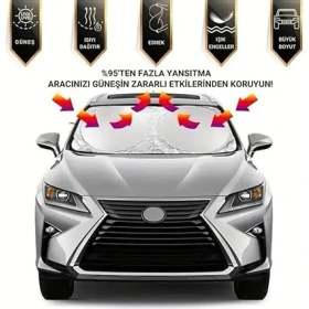 Resim Katlanabilir 150X70 cm Araç Ön Cam Güneşlik Ön Cam Araç Perdesi Araç Güneş Koruyucu Oto Güneşlik 