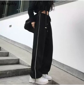Resim BROOD's Harajuku Zip Detail Black Tracksuit Oversize Unisex Eşofman Altı 