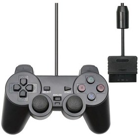 Resim Siyah Kablolu Şok Uzaktan Kumanda Ps2 Kablolu Oyun Controle Joypad Sony Ps2 Kablolu Denetleyici Gamepad Aksesuarları 