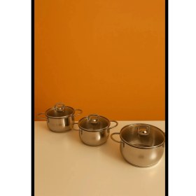 Resim Yunusoğlu Home Paslanmaz Çelik 6 Parça Tencere Güveç Seti 1.20 L x 1.60 L x 2.20 Litr Yanmaz Yapışmaz Taban 