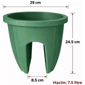 Resim Omnipazar Sy-5712 Opal Yuvarlak Balkon Küpeşte Saksı 7.5 Litre Yeşil 