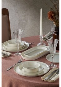 Resim Kütahya Porselen Bone V-form 26 Parça Yemek Takımı Platin Fileli 513300 