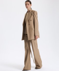 Resim Karamel Tonlu Kruvaze Blazer Ceket - Açık Bej / XL 