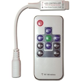 Resim Mini Rgb Şerit Led Kontrol Rf Kumandalı 12A 5-24V 