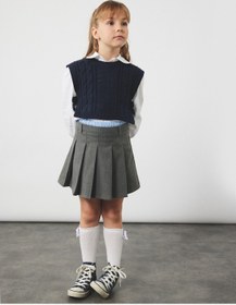 Resim Koton Viskon Karışımlı Pileli Etek Gri 6wkg70016aw Gri 