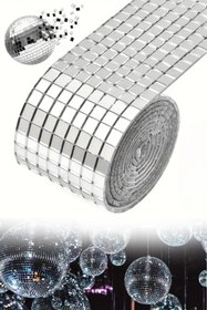 Resim Buffer ®1 Metre Uzunluğunda Gümüş Renk Aynalı Mozaik Taşlı Dekor Bandı 4 cm x 1 mt 