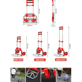 Resim Stilmax 80 Kg Kapasiteli Teleskopik Katlanır El Arabası 