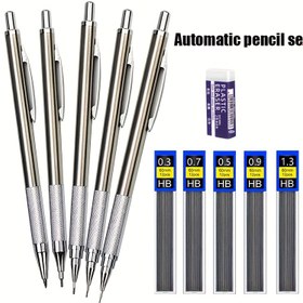 Resim Premium Metal Mekanik Kurşun Kalem Seti Silgi ile - 0.3mm'den 3.0mm'ye Kurşunlar, Sanat & Taslaklar, Ofis ve Okul Malzemeleri için İdeal 