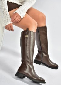 Resim V973000809 Kahverengi Klasik Kadın Çizme Kahverengi-suni Deri 