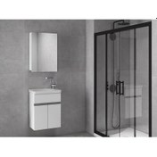 Resim Alfa Banyo Miniço-Beyaz Ebeveyn 45 cm x 28 cm Ayna Dolaplı Lüx Lavabolu Banyo Dolabı- 1. Sınıf Mdf-Beyaz 