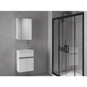 Resim Alfa Banyo Miniço-Beyaz Ebeveyn 45 cm x 28 cm Ayna Dolaplı Lüx Lavabolu Banyo Dolabı- 1. Sınıf Mdf-Beyaz 