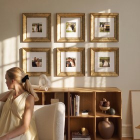 Resim Güzel Anılar Köşesi" Kişiye Özel Şampanya Çerçeveli Fotoğraf Kolajı Seti - 5 Cm / 9 Adet 
