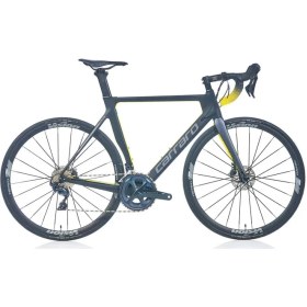 Resim Carraro Fıre C3.2 52CM Mat Siyah Antrasit Sarı Karbon Yol Yarış Bisikleti ( Ultegra ) 