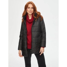 Resim Faik Sönmez Yanları Fermuar Detaylı Kapüşonlu Kapitone Kadın Kaban (U69419) 