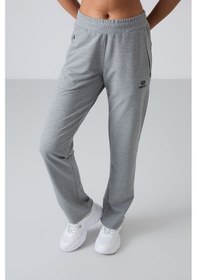 Resim Tommy Life Gri Melanj Gizli Fermuar Cepli Rahat Form Klasik Paça Kadın Eşofman Alt - 94148 GRİ MELANJ 