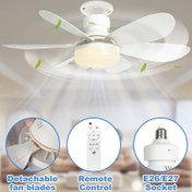 Resim Uzaktan Kumandalı Soketli Fan Işıklı, 52.07cm/41.91cm Küçük Akıllı Tavan Vantilatörü, 3 Hızlı, 3 Renk Ayarlı, Dimlenebilir ve Zamanlayıcı Özellikli, Sessiz Tasarım, E26/E27 Bağlantı Noktalı LED Tavan Vantilatörü Mutfak, Yatak Odası ve Küçük Oda İçin 