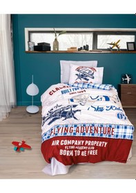 Resim Cotton Box Junior Tek Kişilik Lastikli Çarşaflı Nevresim Takımı Flying Gri 