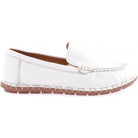 Resim Dgn 603-23y Kadin Dikiş Detayli Loafer Ayakkabi 603-2109-R0198 Beyaz 