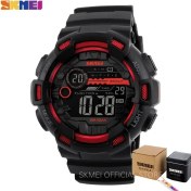 Resim Hanyang Kırmızı Kutu ile Skmeı Açık Spor Izle Erkekler Çok Fonksiyonlu 5bar Su Geçirmez Pu Kayış LED Ekran Saatler Chrono Dijital Saat Reloj Hombre 1243 (Yurt Dışından) 
