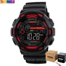 Resim Hanyang Kırmızı Kutu ile Skmeı Açık Spor Izle Erkekler Çok Fonksiyonlu 5bar Su Geçirmez Pu Kayış LED Ekran Saatler Chrono Dijital Saat Reloj Hombre 1243 (Yurt Dışından) 