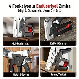 Resim Valkyrie Ahşap Kumaş ve Duvar İçin Profesyonel Zımba Tabancası - 4000 Adet Zımba Teli 