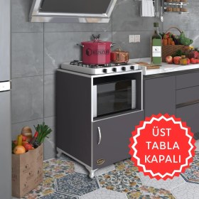Resim Kenzlife ocak dolabı revbahar gri 85*60*56 hazır mutfak klasik set üstü ocak için arkalıksız 