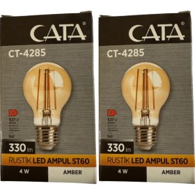 Resim Cata CT-4285 4W 2700K (Amber) E27 Duylu Rustik LED Ampul (2 Adet) 