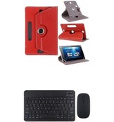 Resim Tcl Nxtpaper 10s Kılıf Uyumlu Standlı Kablosuz Bluetooth Klavye Mouse Set Kılıf 