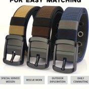 Resim CKIRUV Erkekler için Taktiksel Çift Yönlü Döner Kemer - Ağır Hizmet Tipi Naylon Toka, Kolay Sökme Mekanizması, 5 Renk (Siyah/Bej/Gri/Yeşil/Mavi) Ayarlanabilir Outdoor, Kamp ve Günlük kullanım 