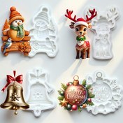 Resim Yeni Noel Elementi Kar Tanesi, Geyik, Çan, Noel Topu Şeklinde Pişirme Kalıbı, Kendin Yap Tutkal Kalıbı, Yaratıcı Silikon Kalıp, Kek Süsleme Aksesuarları 
