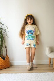Resim Kız Çocuk Ekru Stitch Takım 