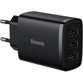 Resim Baseus Kompakt 3 Usb Portlu 17w Hızlı Şarj Başlığı Adaptörü 