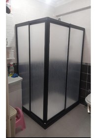 Resim Siyah Profil Şerit Desen Mika Duşakabin Siyah 