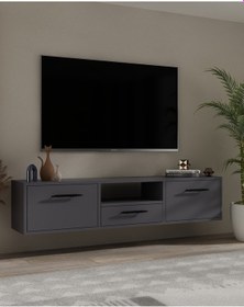 Resim 1331dropct-128 Duvara Montaj Tv Sehpası Antrasit-siyah Antrasit-siyah 