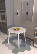 Resim VİLİNZE Avanos Yuvarlak Beyaz Sabit Mutfak Masası - Q90 Cm 