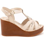 Resim Venüs 2310814Y Hakiki Deri Dolgu Topuk Günlük Şık Sandalet Ayakkabı 