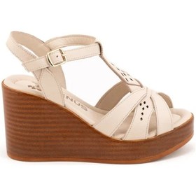 Resim Venüs 2310814Y Hakiki Deri Dolgu Topuk Günlük Şık Sandalet Ayakkabı 