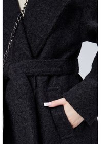 Resim Siyah Buklet Kaşe Oversize Kaban Siyah 